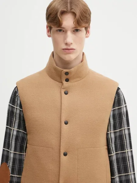 Пухова безрукавка Paul Smith зимова коричневий