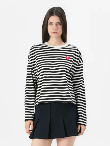 Only Tall Pulover negru alb