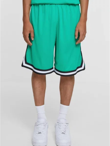 Pruhované kraťasy Urban Classics se síťovinou zelené