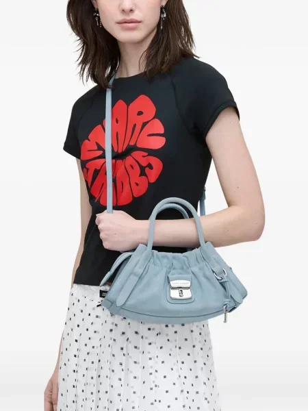 Geantă Marc Jacobs din piele de căprioară mini albastru