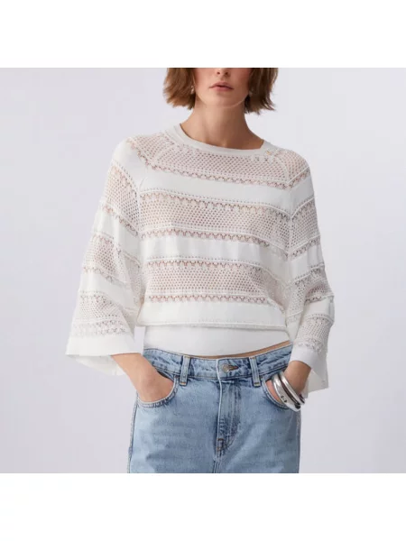 Sweter Liu Jo ażurowy biały