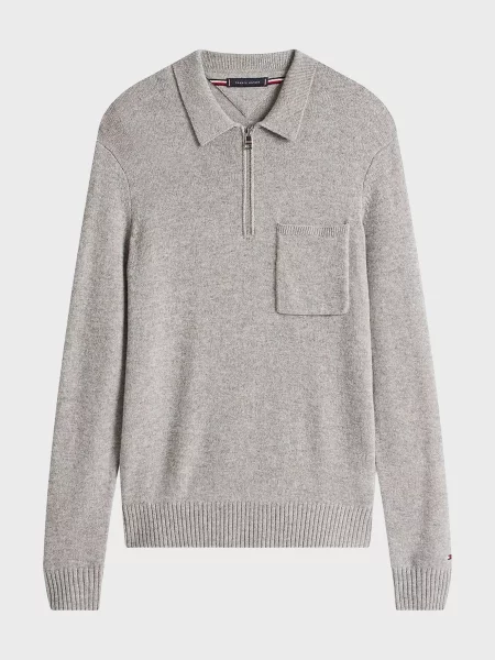 Шерстяное поло Tommy Hilfiger серое