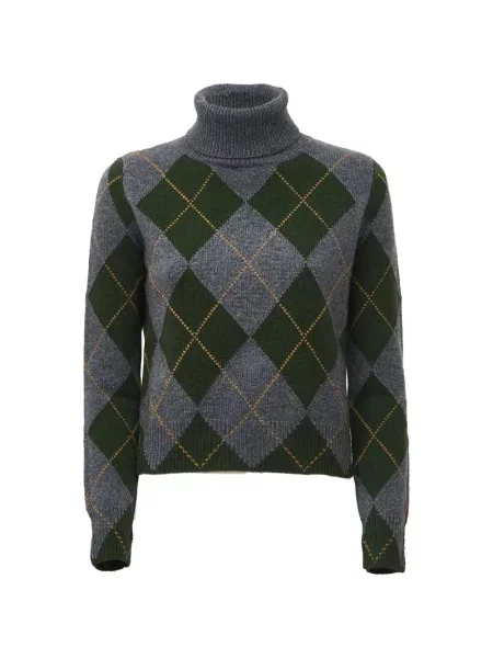 Pulover Beyou din cașmir cu model argyle gri