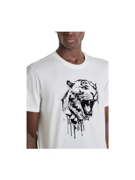 T-shirt z detalem z logo Antony Morato beżowa