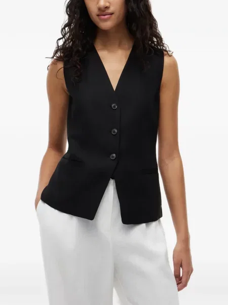 Prsluk Tommy Hilfiger s V-izrezom crna