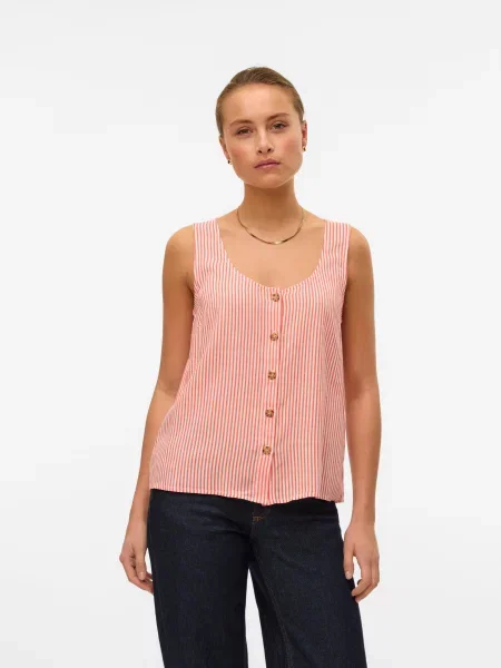VERO MODA Blúzka VMBUMPY svetločervená / biela oranžová