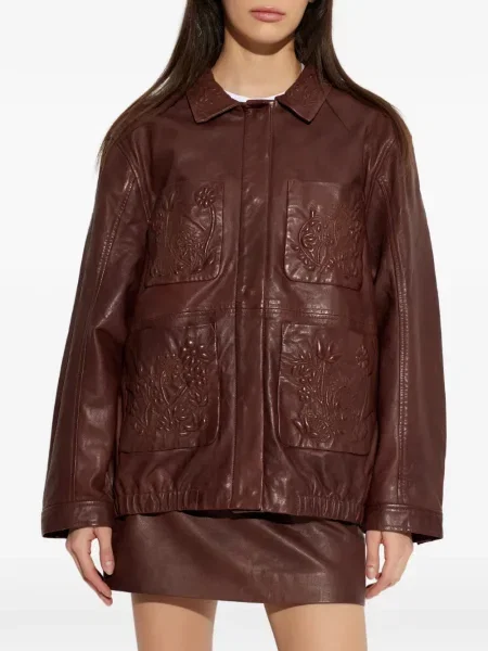 Geacă Munthe cu model floral maro