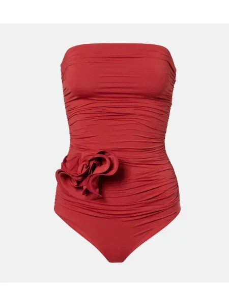 Costum de baie Magda Butrym cu model floral roșu