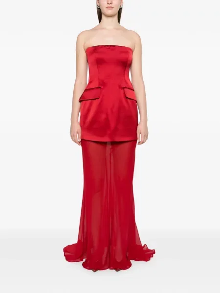 Rochie maxi Sportmax fără bretele roșu