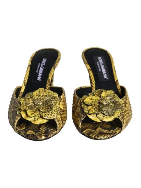 Klapki mules Dolce And Gabbana skórzane żółte