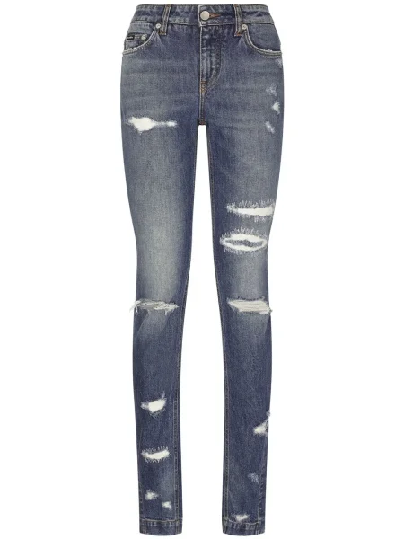 Długie skinny jeansy skinny Dolce And Gabbana niebieskie