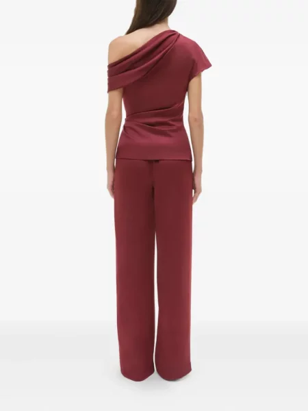 Блуза Simkhai с драперии едно рамо червено