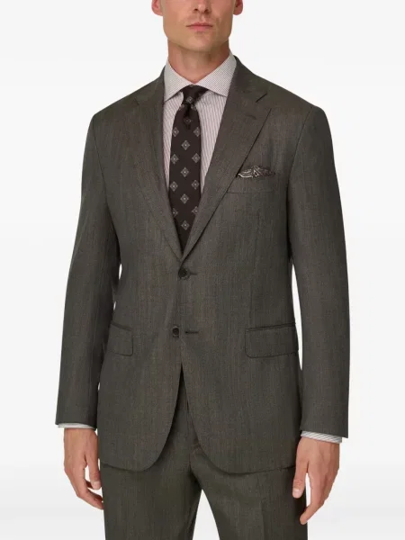 Costum Boggi Milano de lână cu model herringbone maro