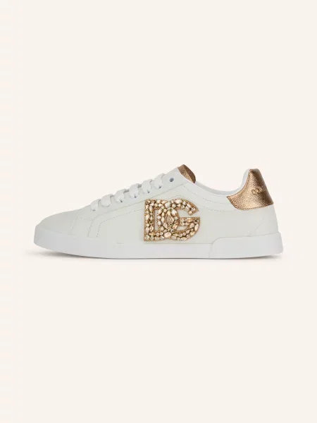 Dolce & Gabbana Sneakersy S Ozdobnými Kamínky / zlatá bílá
