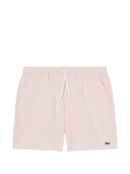 Pruhovaný spodní díl plavek Lacoste se stahovací šňůrkou růžový