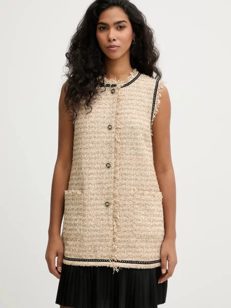 Karl Lagerfeld rochie din amestec de lână mini drept bej