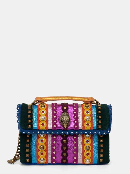 Torebka skórzana Kurt Geiger London skórzana z ćwiekami retro różowa