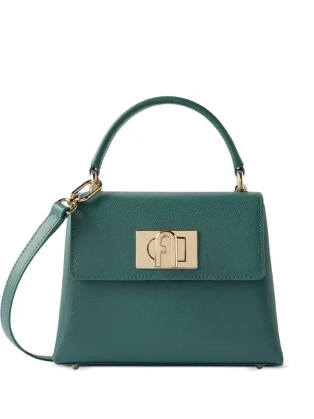 Geantă shopper Furla cu autograf verde
