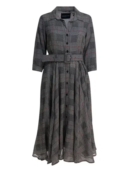 Sukienka midi Samantha Sung w kratkę do kolan garniturowa szara