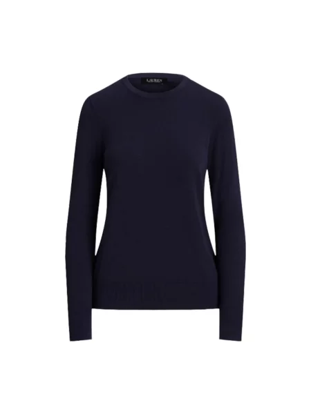 Dzianinowy sweter Lauren Ralph Lauren z okrągłym dekoltem niebieski