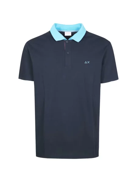 Tricou polo Sun68 cu broderie albastru