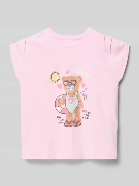 T-shirt z motywem model BATWING' Guess różowa