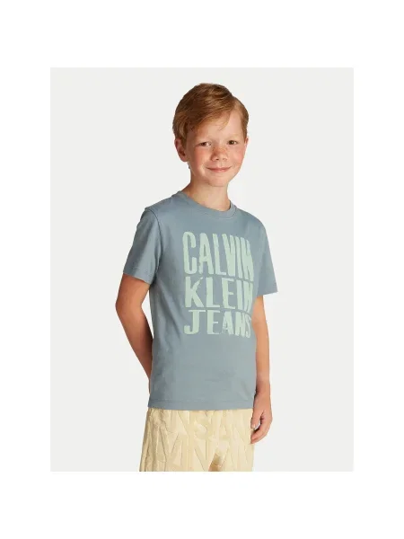 Calvin Klein Jeans Póló Slogan Graphic Regular Fit kék