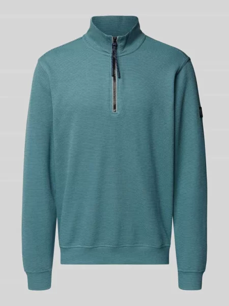 Bluza z kołnierzem o kroju regular fit ze stójką i zamkiem błyskawicznym Lerros