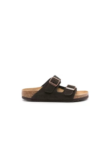 Klapki Birkenstock zamszowe brązowe