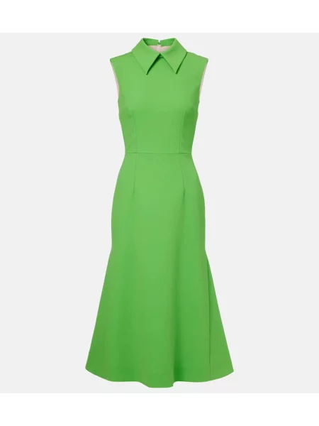 Rochie midi Emilia Wickstead de lână până la genunchi de costum verde