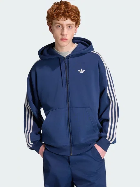 ADIDAS ORIGINALS Tepláková bunda Adicolor námornícka / striebornosivá modrá
