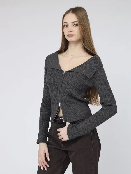 Кардиган YUKI темно-сірий бавовна/акрил сірий