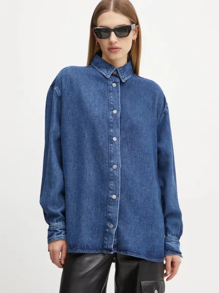 Won Hundred camasa femei marin cu guler clasic relaxed albastru