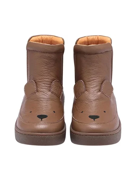 Donsje Detské zimné kožené topánky Thuru Classic Boots Bear hnedá