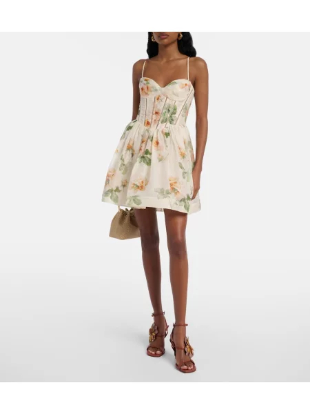 Rochie Zimmermann de in cu model floral alb