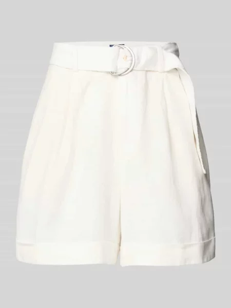 Bermudy z lnu z paskiem Polo Ralph Lauren białe
