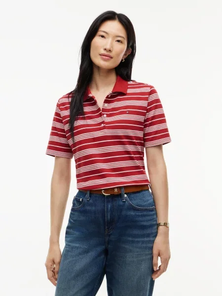 TOMMY HILFIGER Tričko ohnivo červená biela