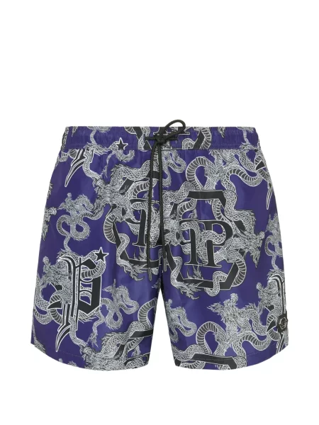 Spodní díl plavek Philipp Plein s potiskem modrý