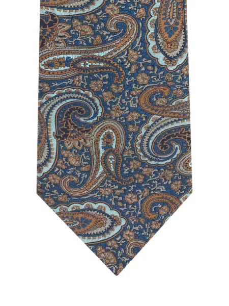 Cravată Etro cu model floral din jacard maro