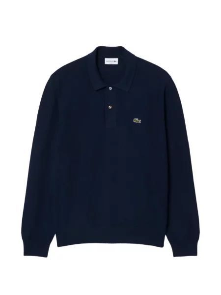Tricou polo Lacoste tricotate cu mâneci lungi clasic albastru