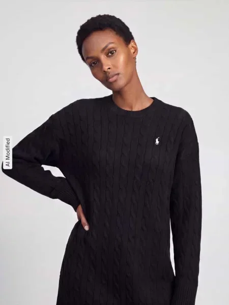 Sukienka z dzianiny z mieszanki wełny i kaszmiru Polo Ralph Lauren czarna