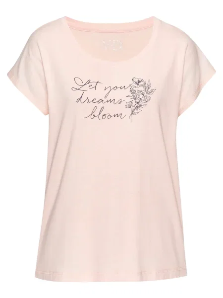 VIVANCE Bluză de noapte roz pastel negru