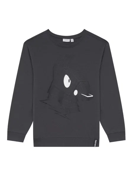 NAME IT Sweater majica NKMSKALL FORTNITE antracit siva bijela