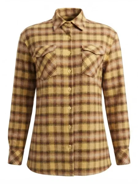 Radwa Bluză Women's flannel shirt with 4 Pockets deschis galben