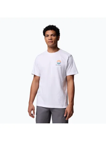 Pánske tričko Columbia Kettle River Outdoor Tee white/circular linescape biela