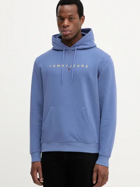 Суичър с качулка Tommy Jeans с качулка с принт бежово