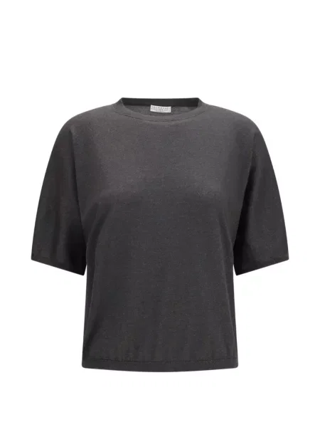 Scurt tricou Brunello Cucinelli din cașmir gri