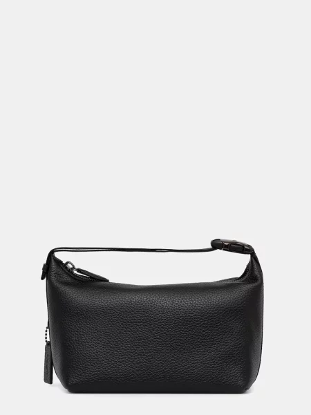 Кожена козметична чанта Coach черно