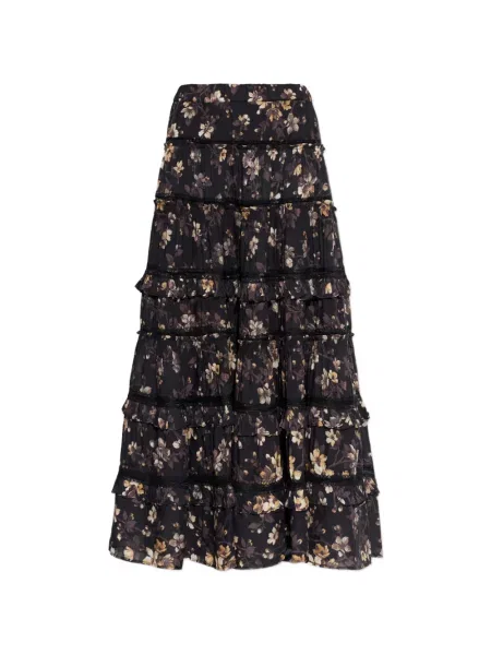 Maxi fusta maxi Allsaints cu model floral cu imagine negru