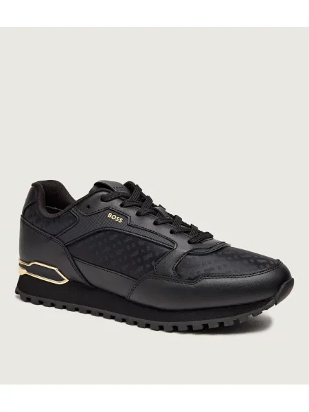BOSS BLACK Sneakers tornacipő Parkour-L_Runn_nmnal bőr hozzáadásával fekete